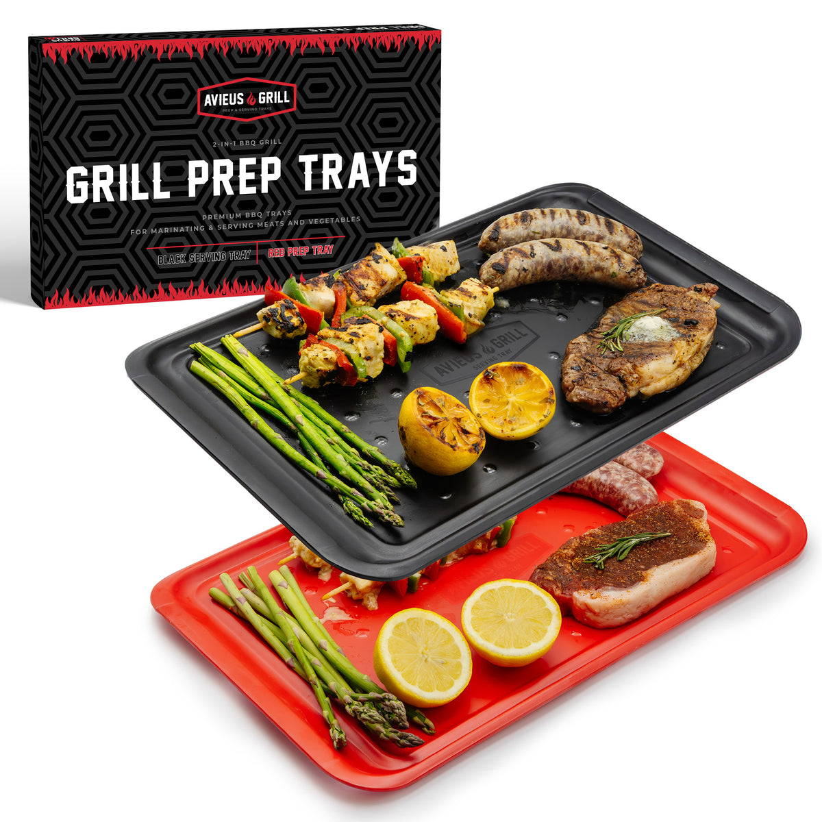 Avieus Grill Flat Prep & Serving Trays