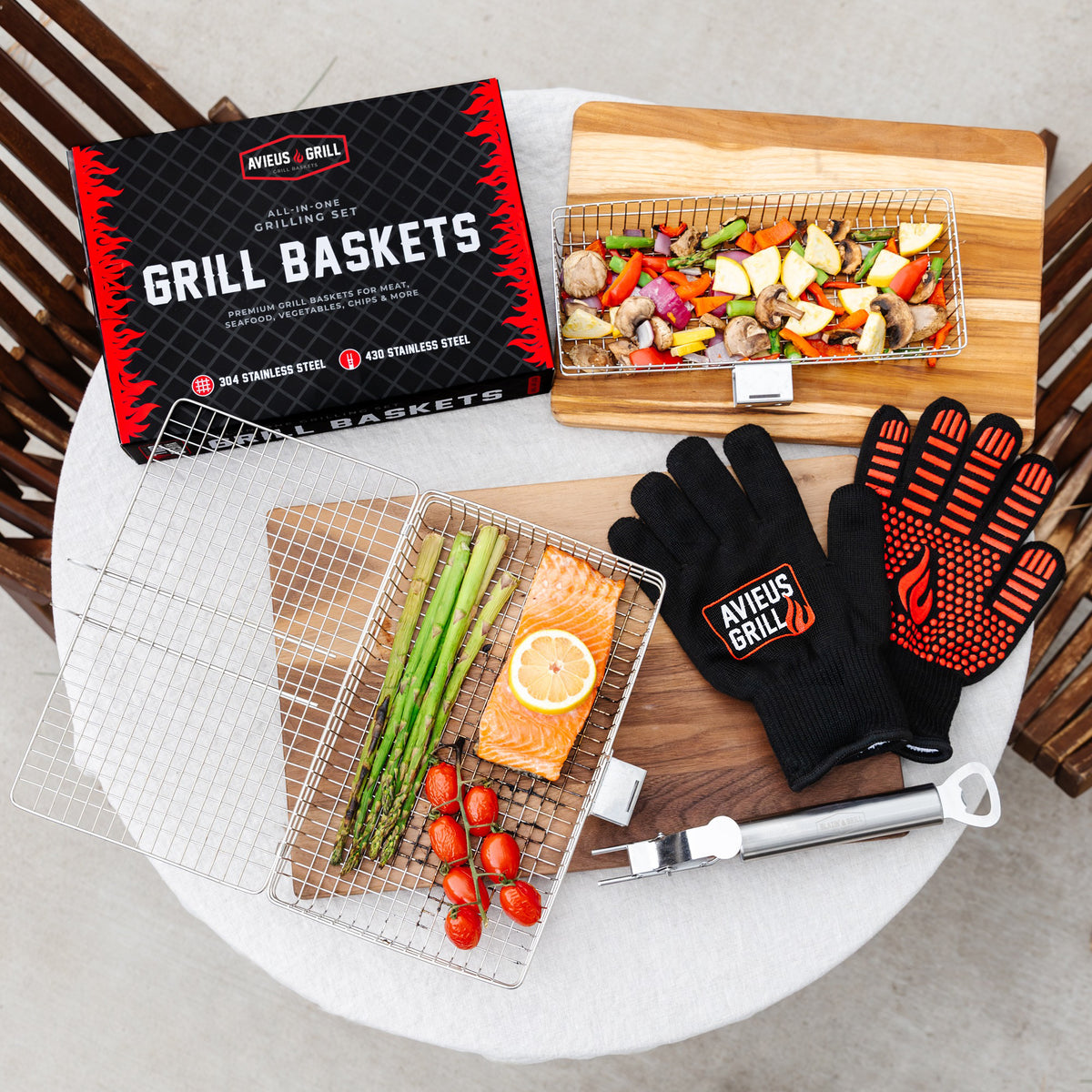Avieus Grill Baskets Set