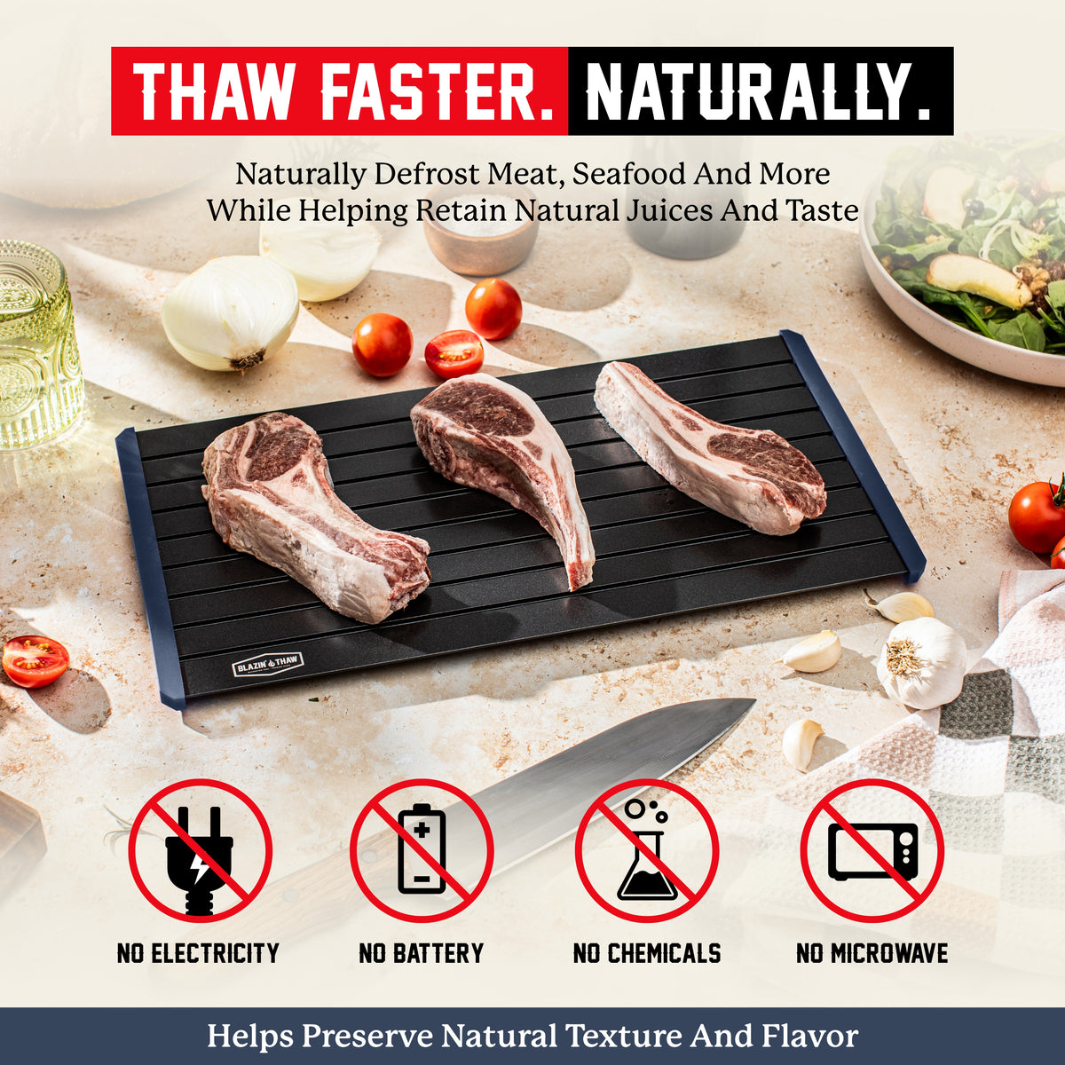 Blazin’ Thaw Defrosting Tray 16” Family Size (Blue)