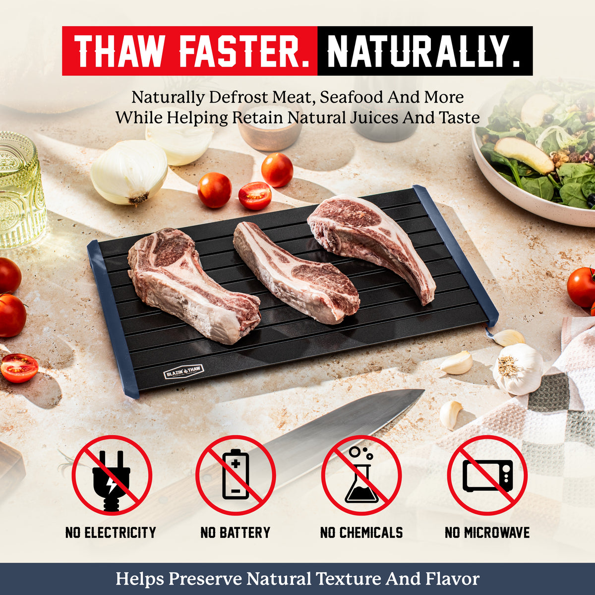 Blazin’ Thaw Defrosting Tray 14” Large Size (Blue)
