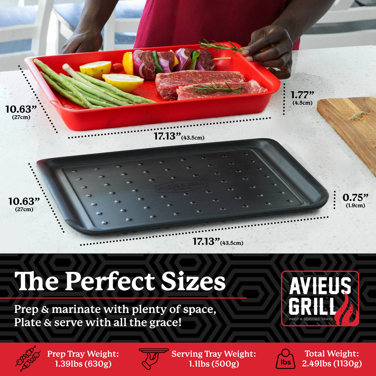 Avieus Grill Deep Prep & Serving Trays