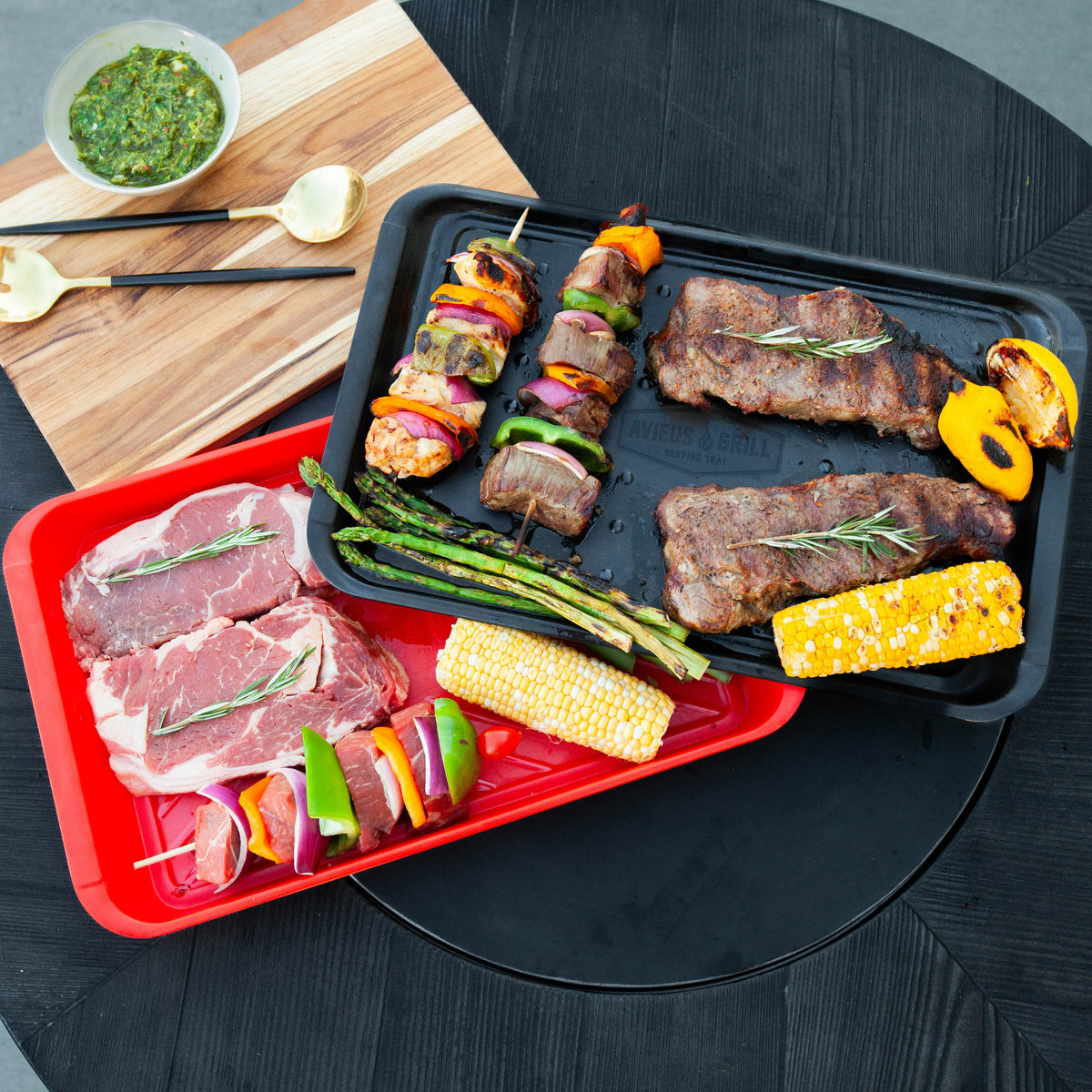Avieus Grill Deep Prep & Serving Trays