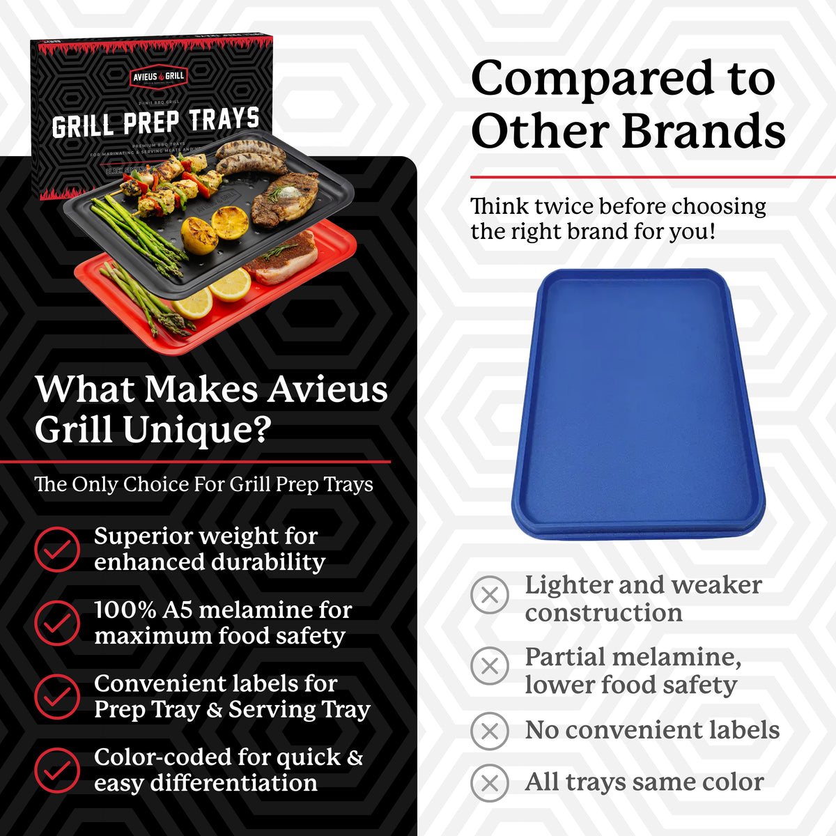 Avieus Grill Flat Prep & Serving Trays