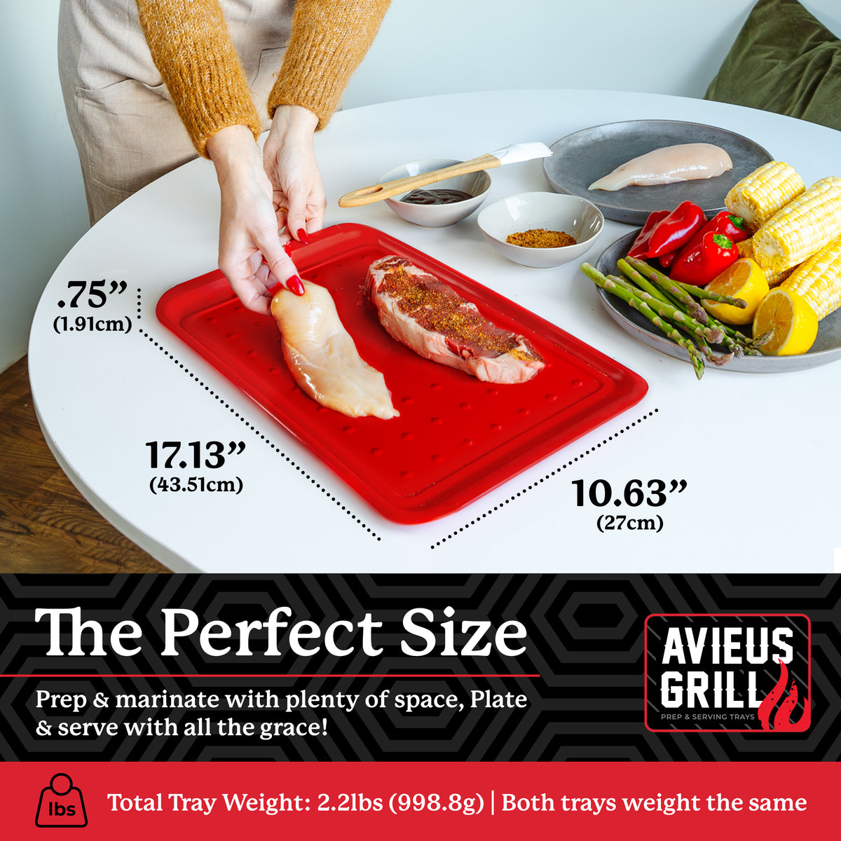 Avieus Grill Flat Prep & Serving Trays