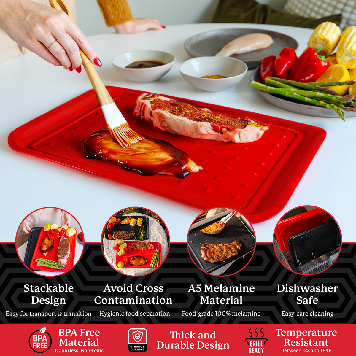 Avieus Grill Flat Prep & Serving Trays