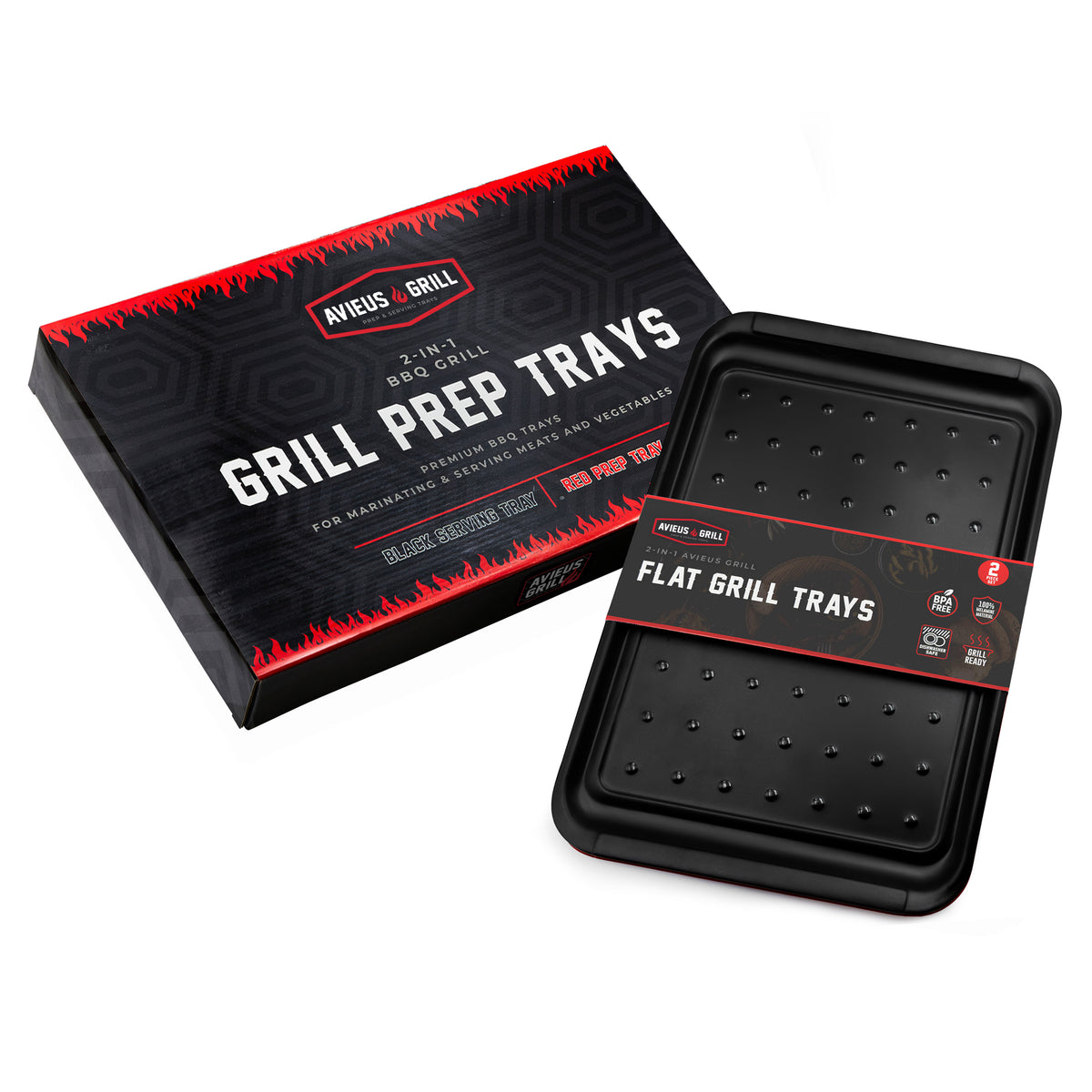 Avieus Grill Flat Prep & Serving Trays