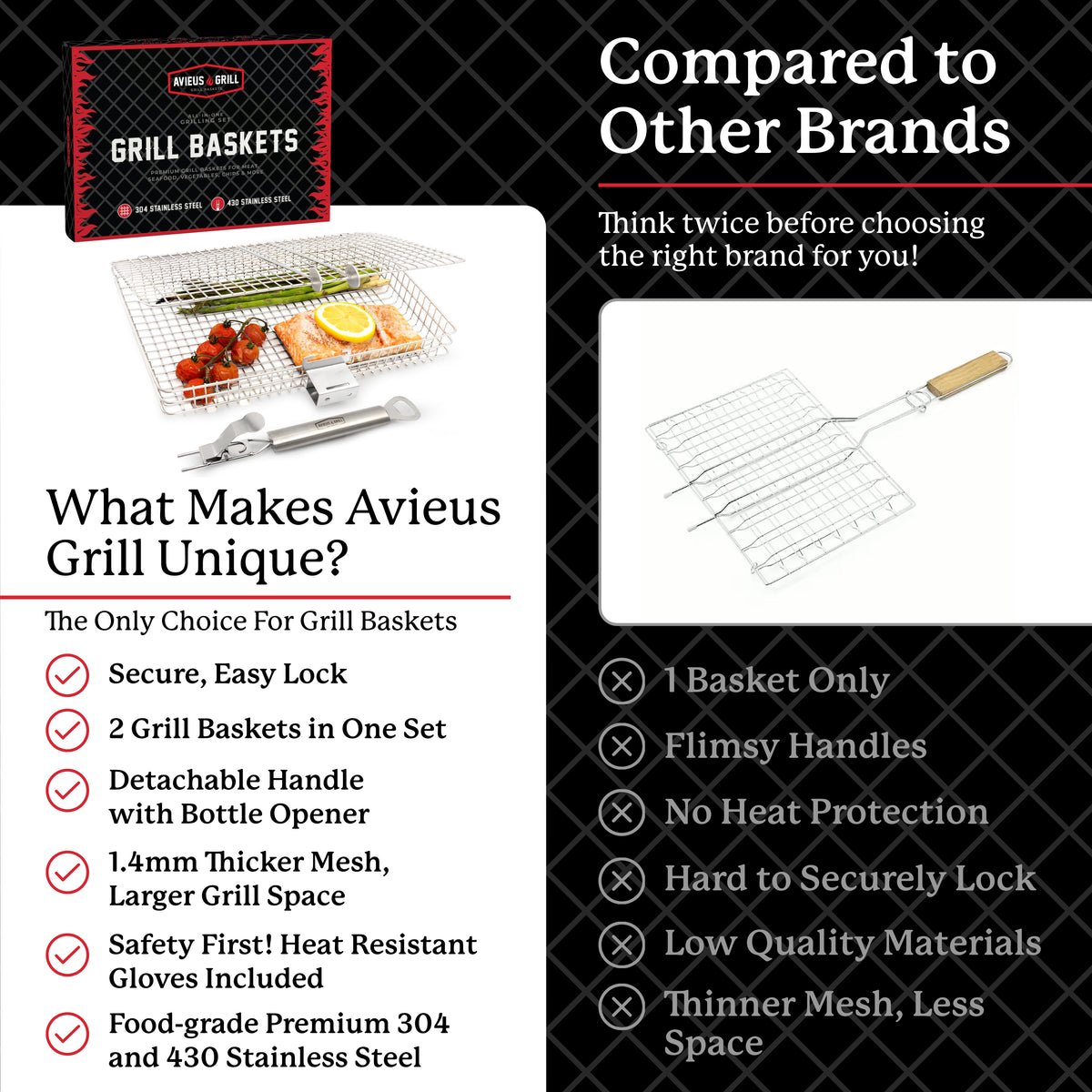 Avieus Grill Baskets Set