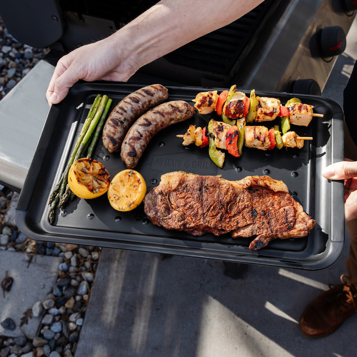 Avieus Grill Prep & Serving Trays with Bamboo Cutting Board
