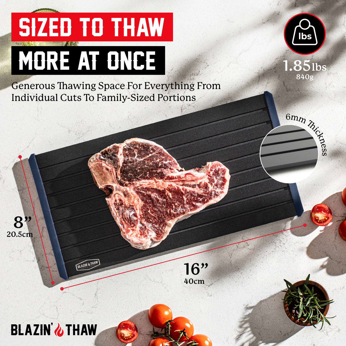 Blazin’ Thaw Defrosting Tray 16” Family Size (Blue)