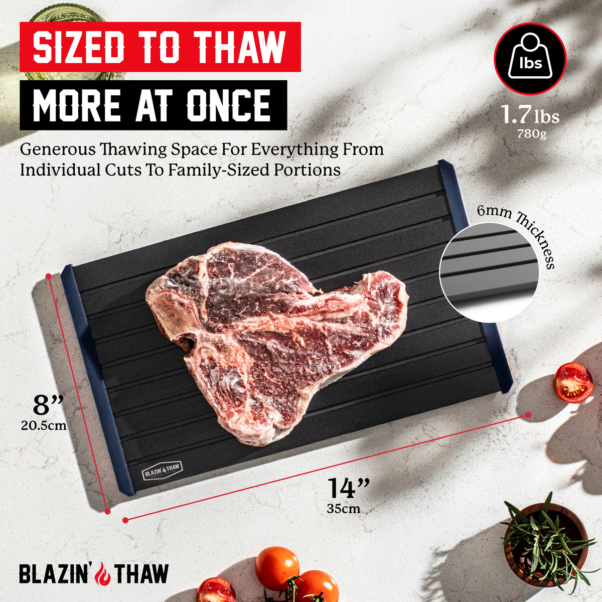 Blazin’ Thaw Defrosting Tray 14” Large Size (Blue)